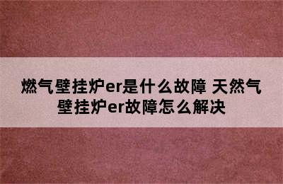 燃气壁挂炉er是什么故障 天然气壁挂炉er故障怎么解决